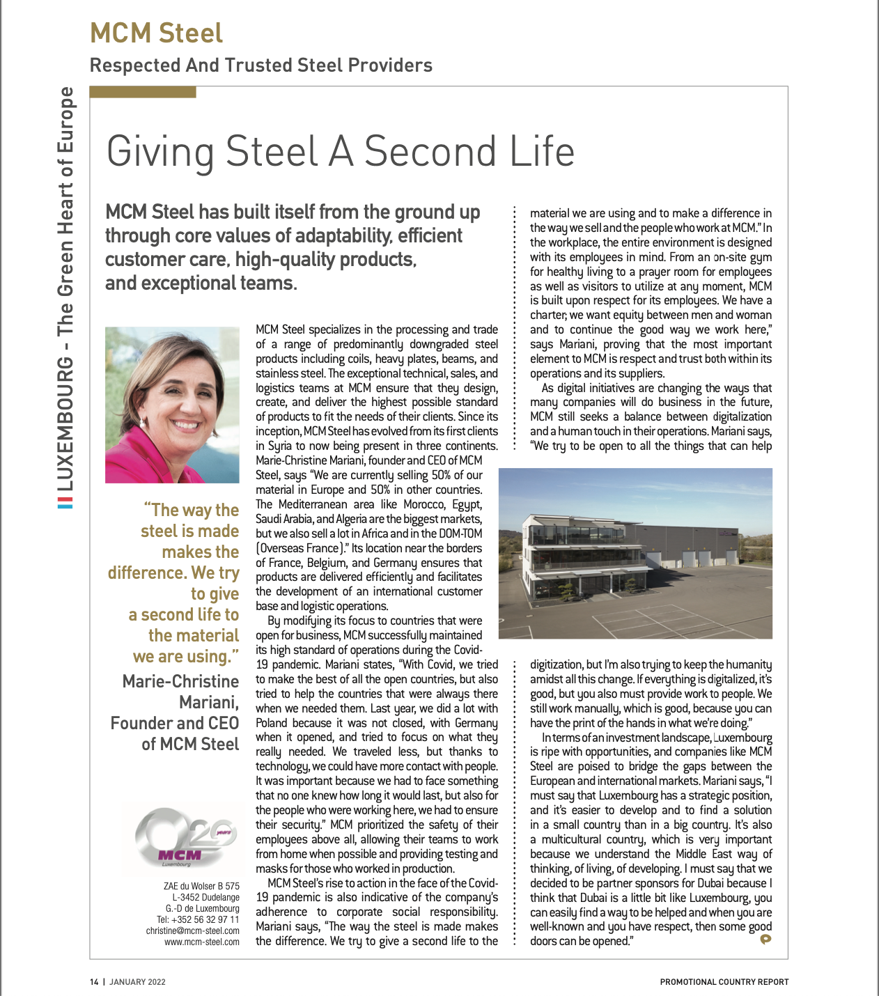 MCM Steel dans Forbes Middle East avec Christine Mariani